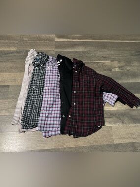 Polo by Ralph Lauren Boys Plaid & Solid Button-Up Shirt Set - Black, Red, Blue